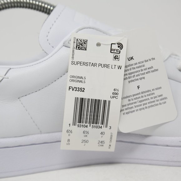 adidas Superstar Pure Luxe Premium White Sneaker FV3352 Gold Trainer Casual - Picture 10 of 11